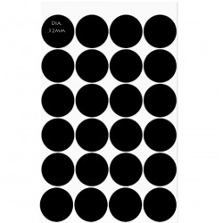 Black Round Stickers Dia. 32mm - Writable