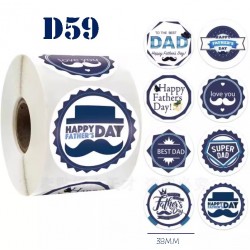 Medium Size Happy Father's Day Round Stickers Dia. 38mm D59