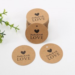 GT32 Round Handmade with Love Kraft Gift Tag