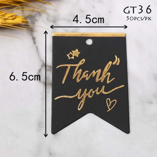 GT36 Gold Emboss Flag Thank You Gift Tags