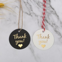GT37 Gold Emboss Round Thank You Gift Tags