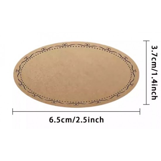 Oval Stickers 6x4cm Kraft - Writable