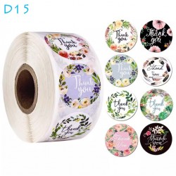 Thank You Round Stickers Floral Design D15