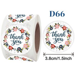 Medium Size Thank You Floral Printed Stickers - D66