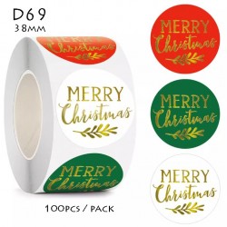 Medium Size Christmas Round Stickers Dia. 38mm D69