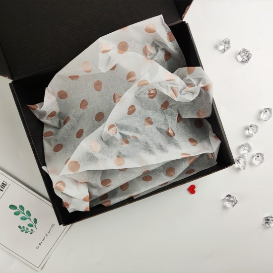 20pcs Designer Printed Tissue Papers - Rose Gold Polka Dots